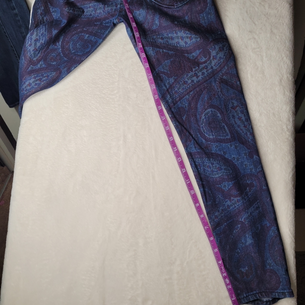SIWY Mid Rise Seamless Dark Wash Paisley pattern Skinny Jeans Size 26 - Picture 6 of 9